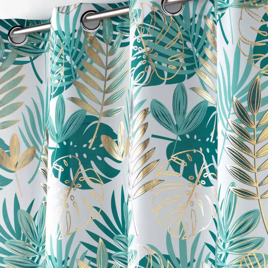 Rideau (140 x 260 cm) Ornella Blanc et vert émeraude 4