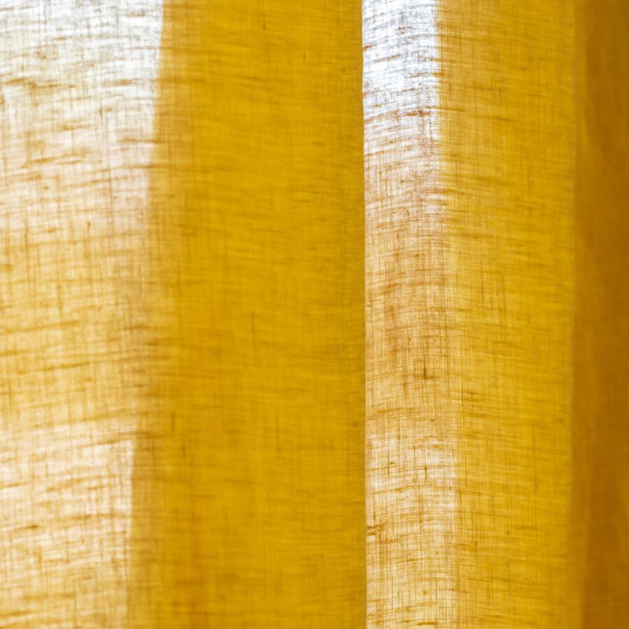 Rideau lin lavé ajustable (140 x max 270 cm) Louise Jaune moutarde 4