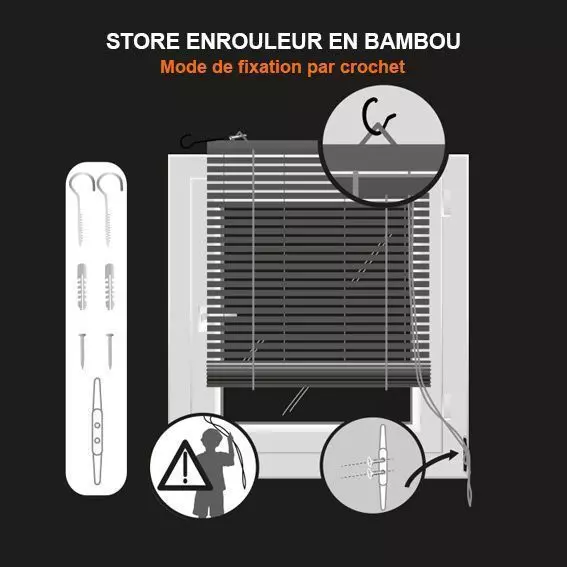 Estor para enrollar de varillas ( 90 cm x 180 cm) Bambú Chocolate 4