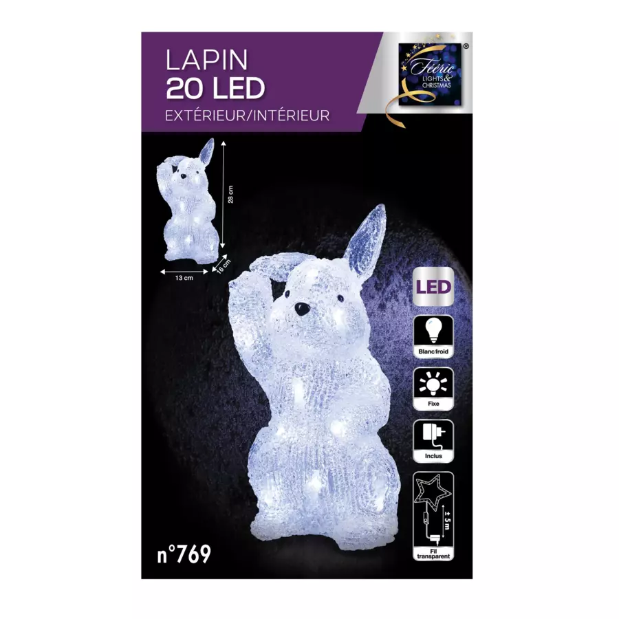 Verlicht konijn Bunny Hop Koud wit 20 LED 5