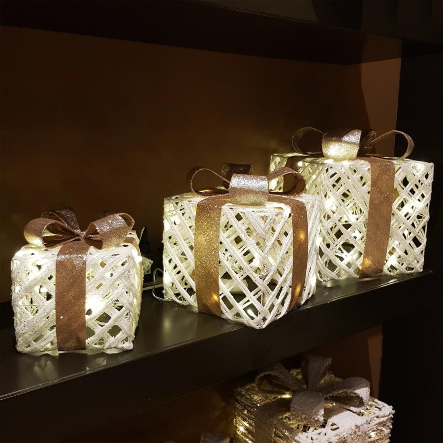 Set van 3 verlichte cadeaus Warm wit 65 LED 4