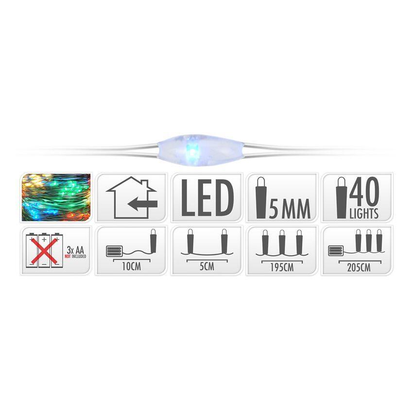 Lichtsnoer Micro LED 2 m Veelkleurig 40 LED KZI 4