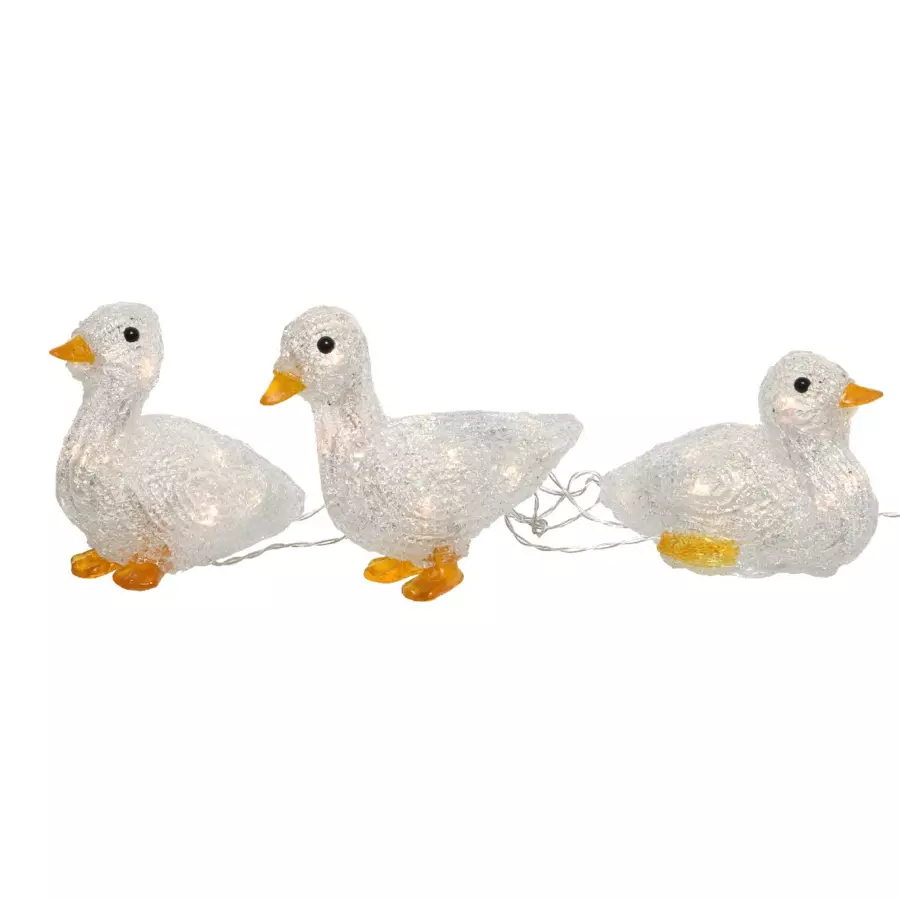 Familia Patos a pilas luminoso blanco cálido 10 LED 4
