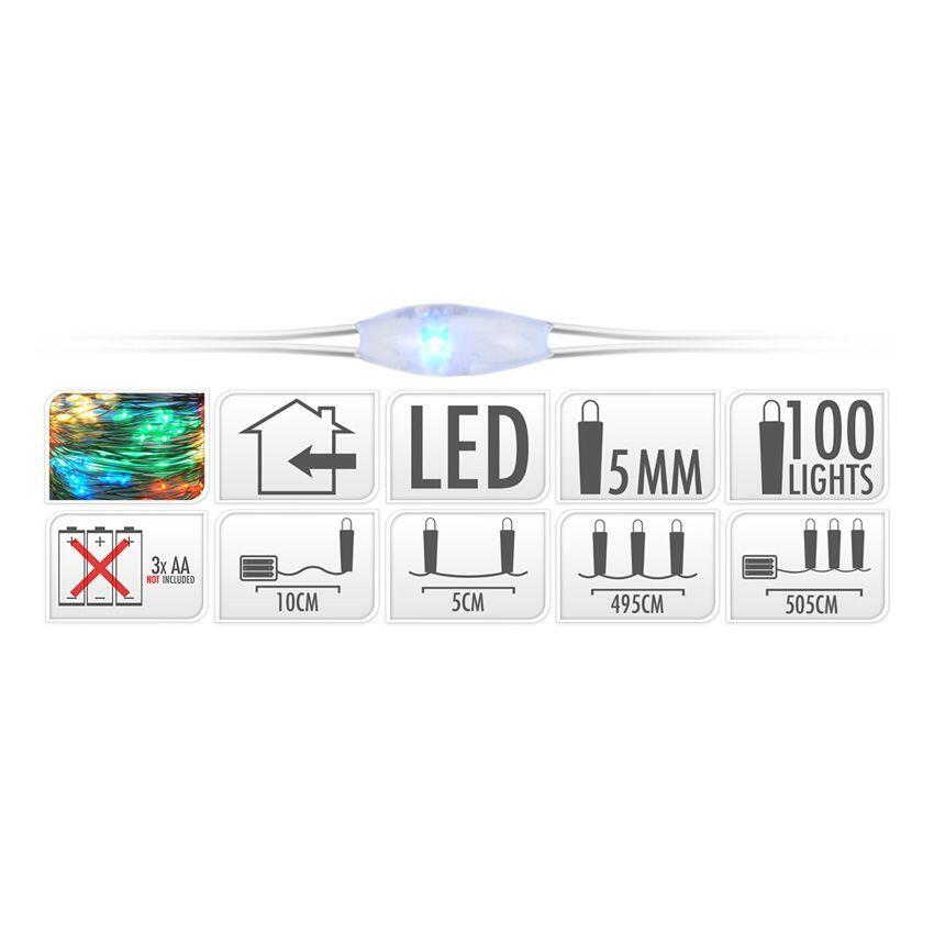 Luces de Navidad Micro LED 5 m Multicolor 100 LED CA a pilas 4