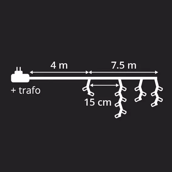 Verlichte ijspegel L7,50 m Koud wit 175 LED CN 4