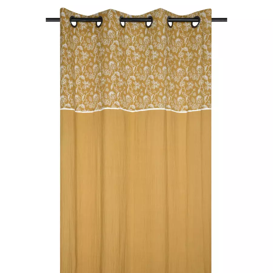 Rideau gaze de coton (140 x 260 cm) Sunda Jaune moutarde