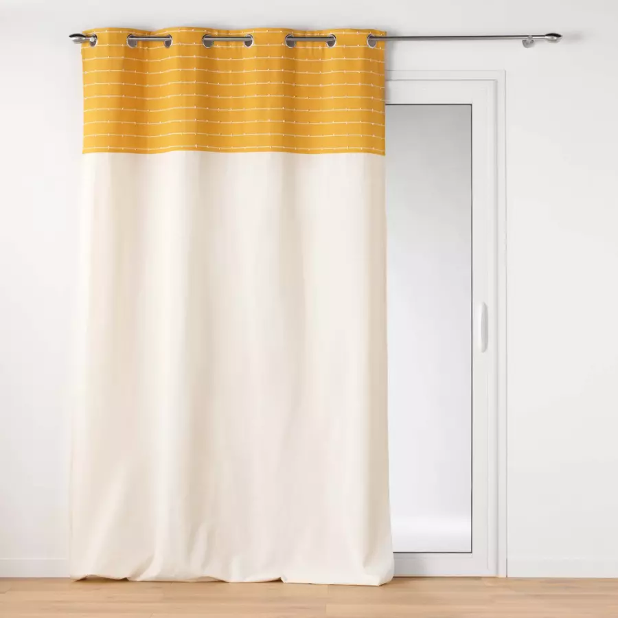 Overgordijn recycled katoen (140 x 240 cm) Linechic Geel