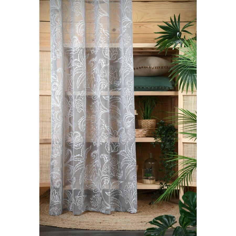 Tenda trasparente (140 x 260 cm) Jeannette Grigio 4