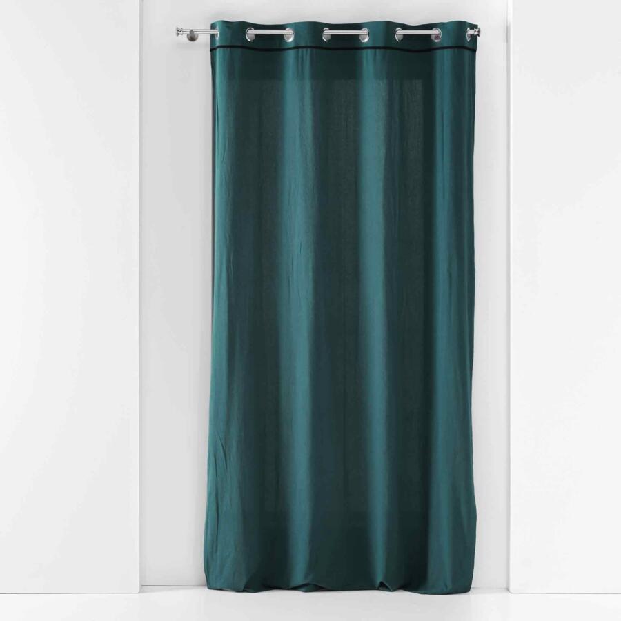 Cortina  semi-opaca algodón lavado (135 x 240 cm) Linette Azul petróleo 4