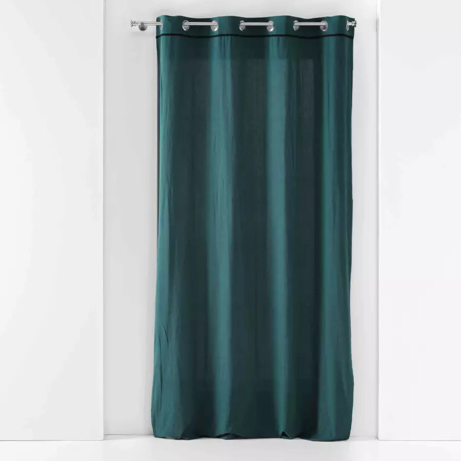 Cortina  semi-opaca algodón lavado (135 x 240 cm) Linette Azul petróleo 4