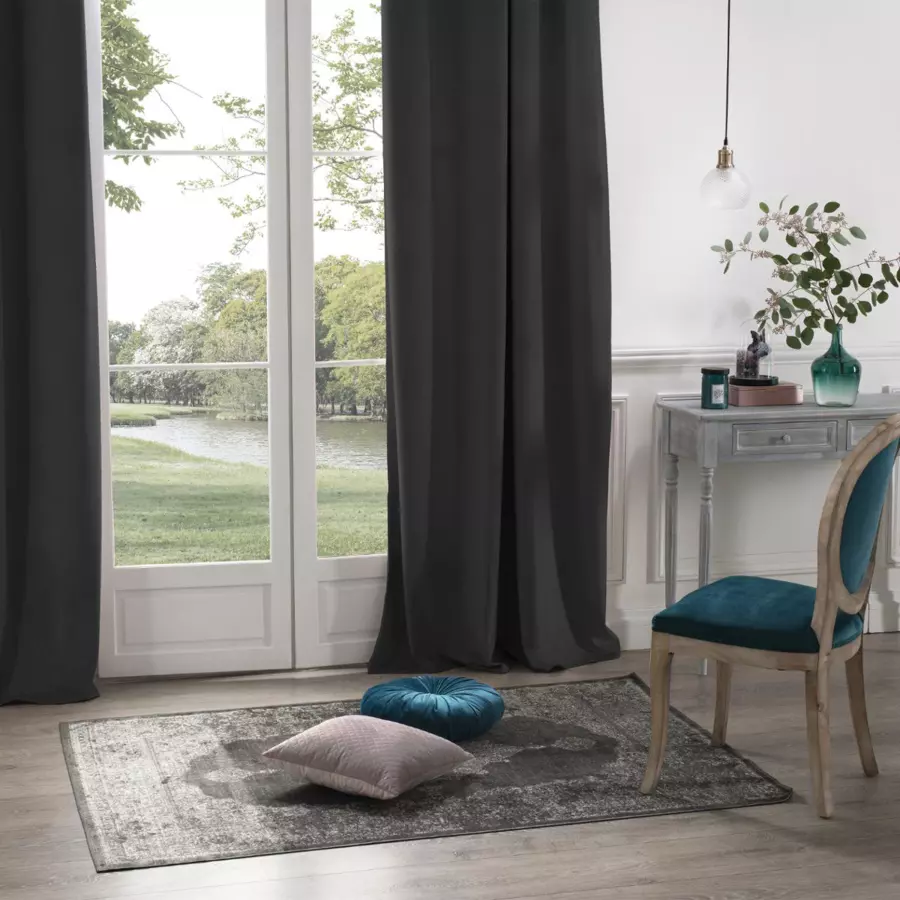 Rideau (140 X 260 cm) Velours Gris foncé 4