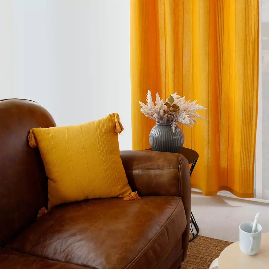 Rideau coton recyclé (140 x 240 cm) Bombay Jaune moutarde 4
