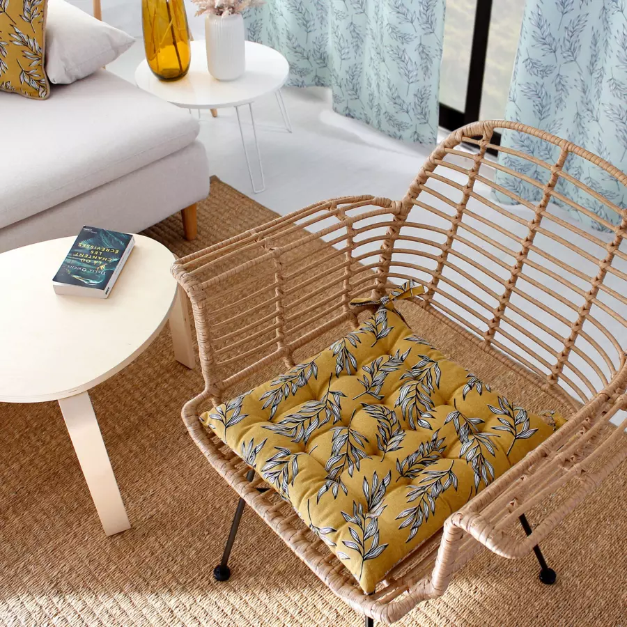 Coussin de chaise carré Lily Jaune ocre 4