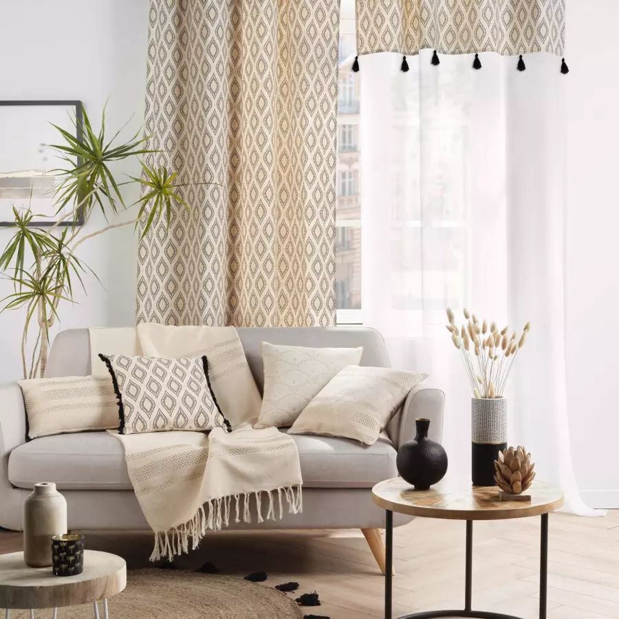 Plaid coton (150 cm) Doreline Ecru