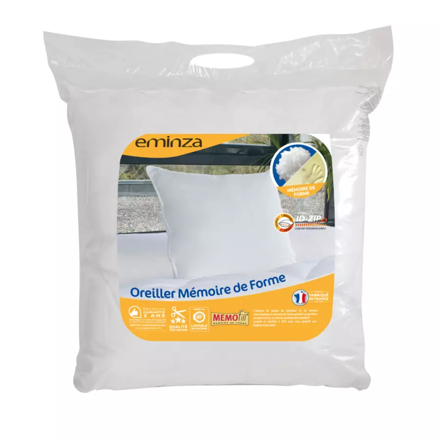 Oreiller carré (60 cm) Mémoire de forme Blanc 4