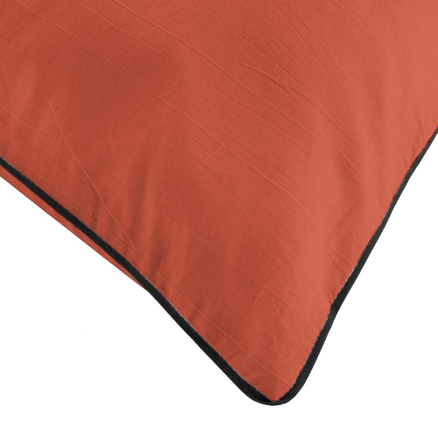 Funda Nórdica y dos fundas para almohadas algodón lavado (240 cm) Linette Terracota 4