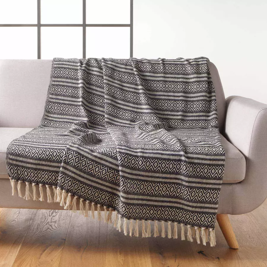 Plaid coton (150 cm) Joly Noir
