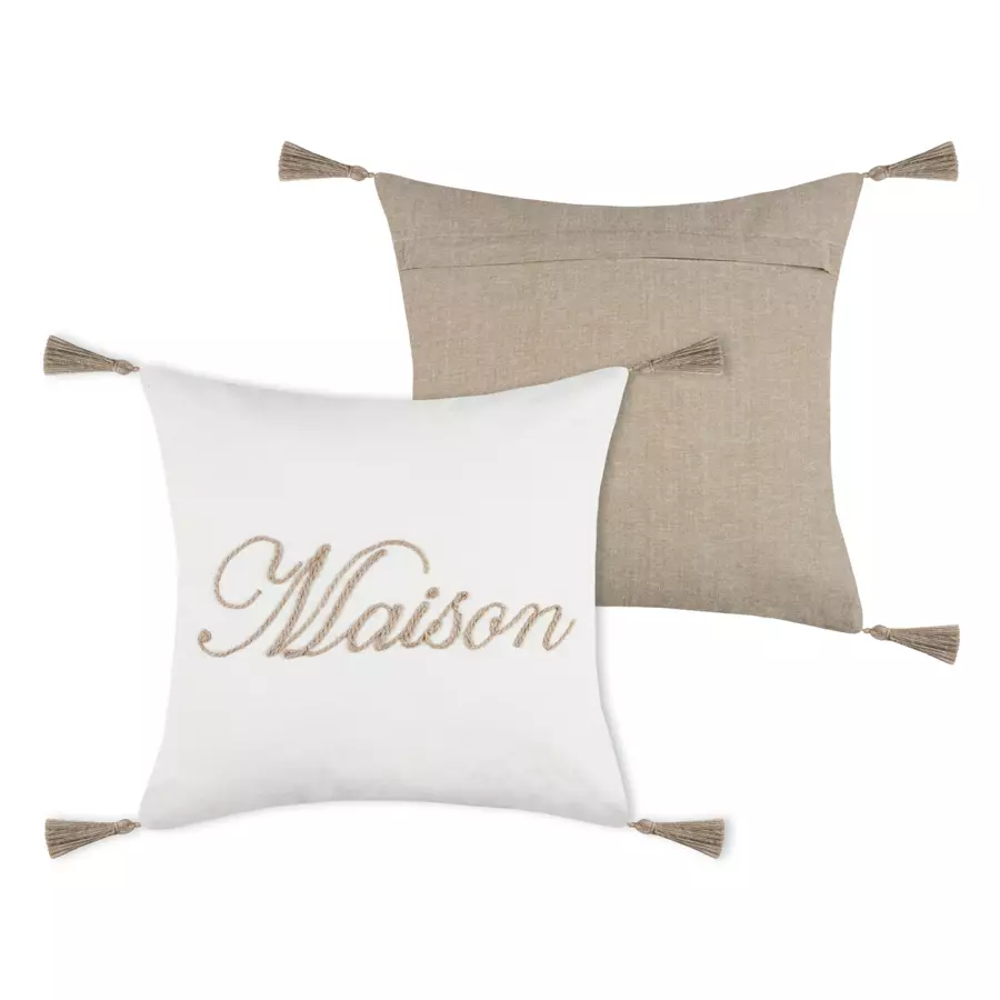 Coussin carré coton (40 cm) Maison Ecru 4