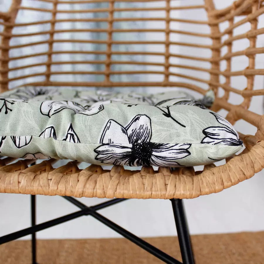 Coussin de chaise carré Lily Vert sauge 4