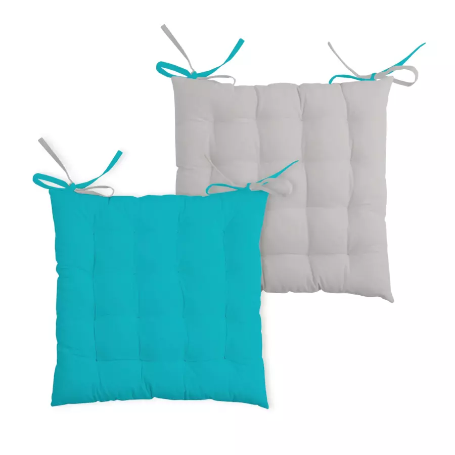Coussin de chaise carré Duo Bleu céladon