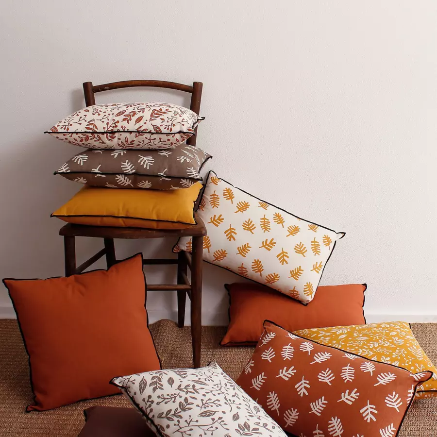 Coussin carré coton (40 cm) Lily Marron camel 4