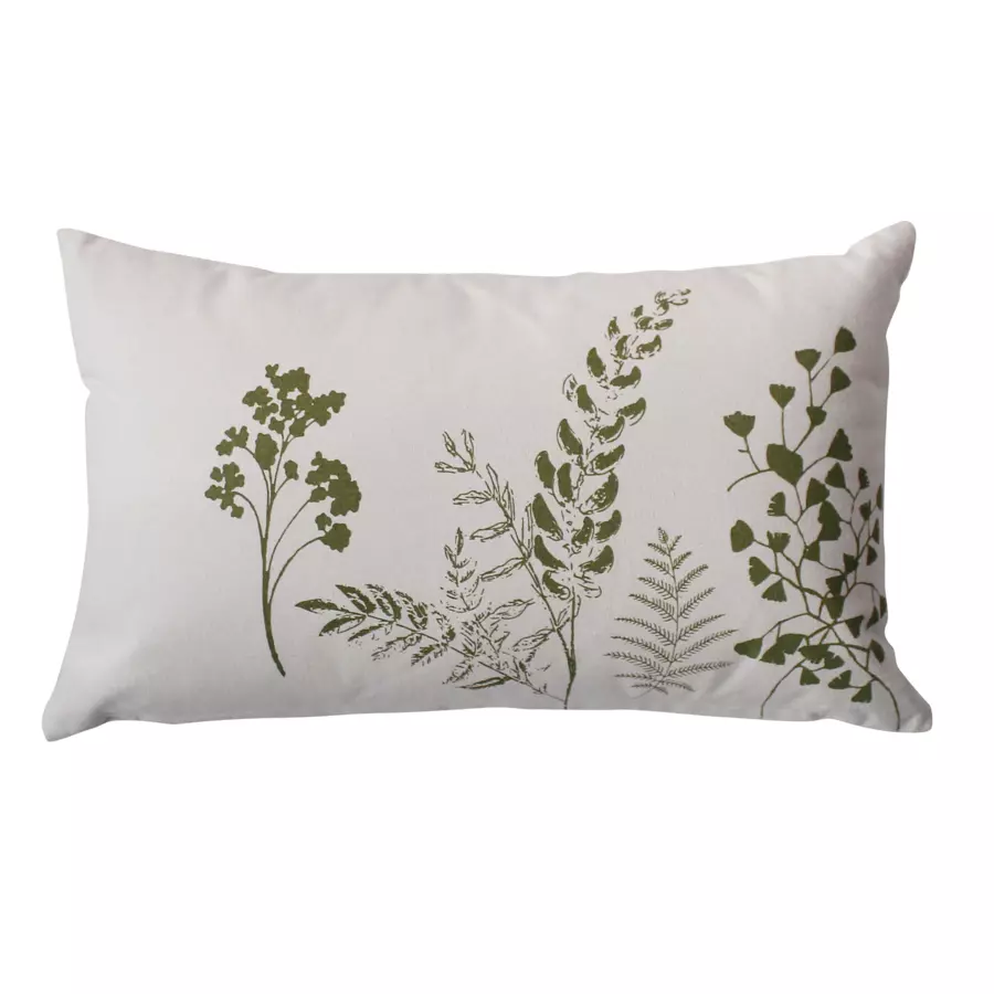 Coussin rectangulaire coton (50 cm) Herbier Vert olive 5