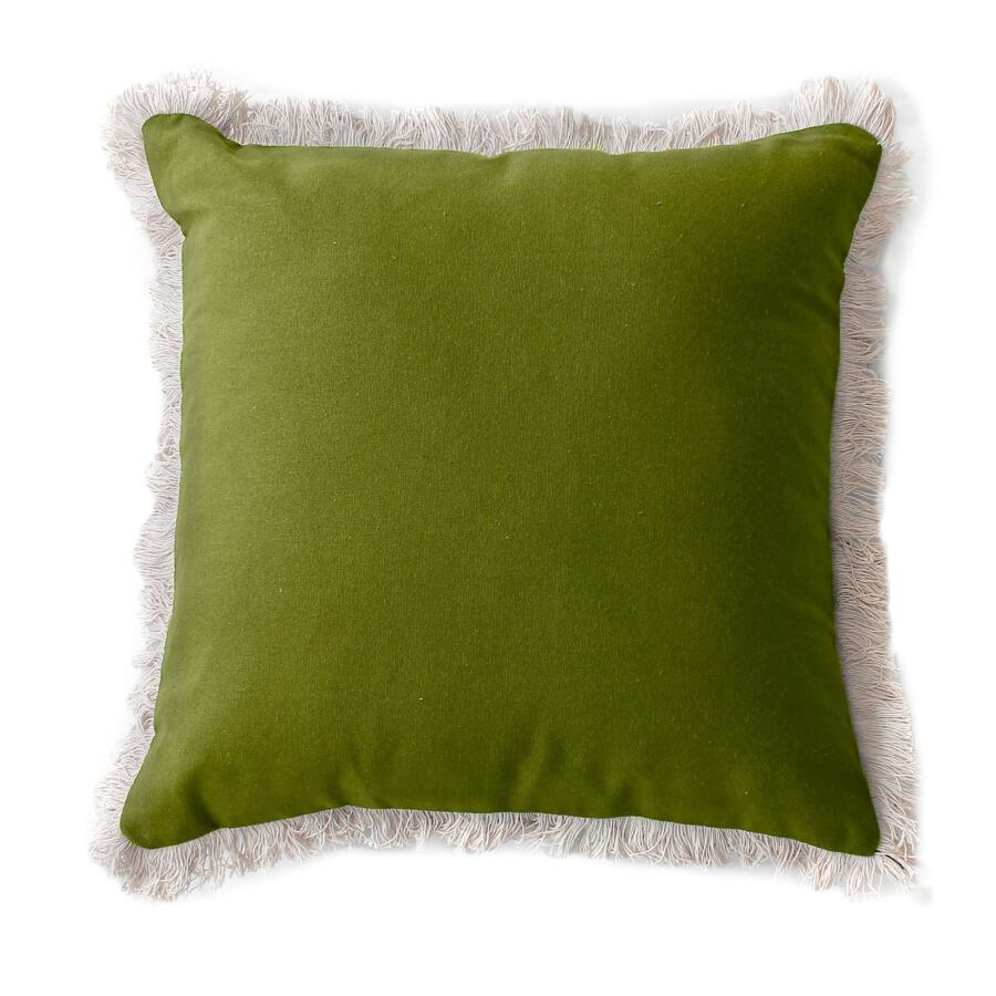 Quadratisches Kissen aus Baumwolle (40 cm) Herbier einfarbig Olivgrün 4