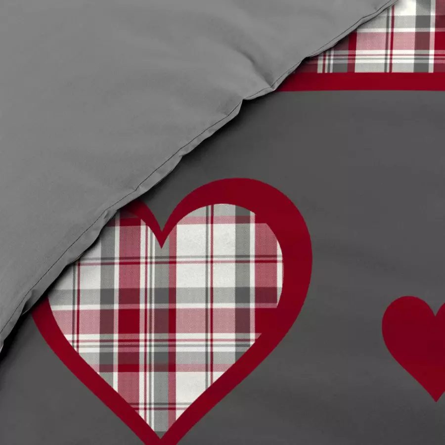 Housse de couette et deux taies coton (240 cm) Suzon Rouge 4