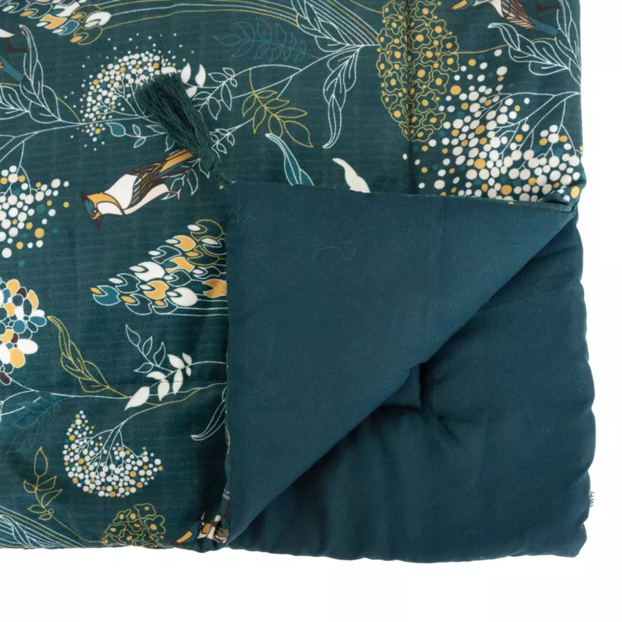Edredon velours (80 x 180 cm) Paon Bleu canard 4