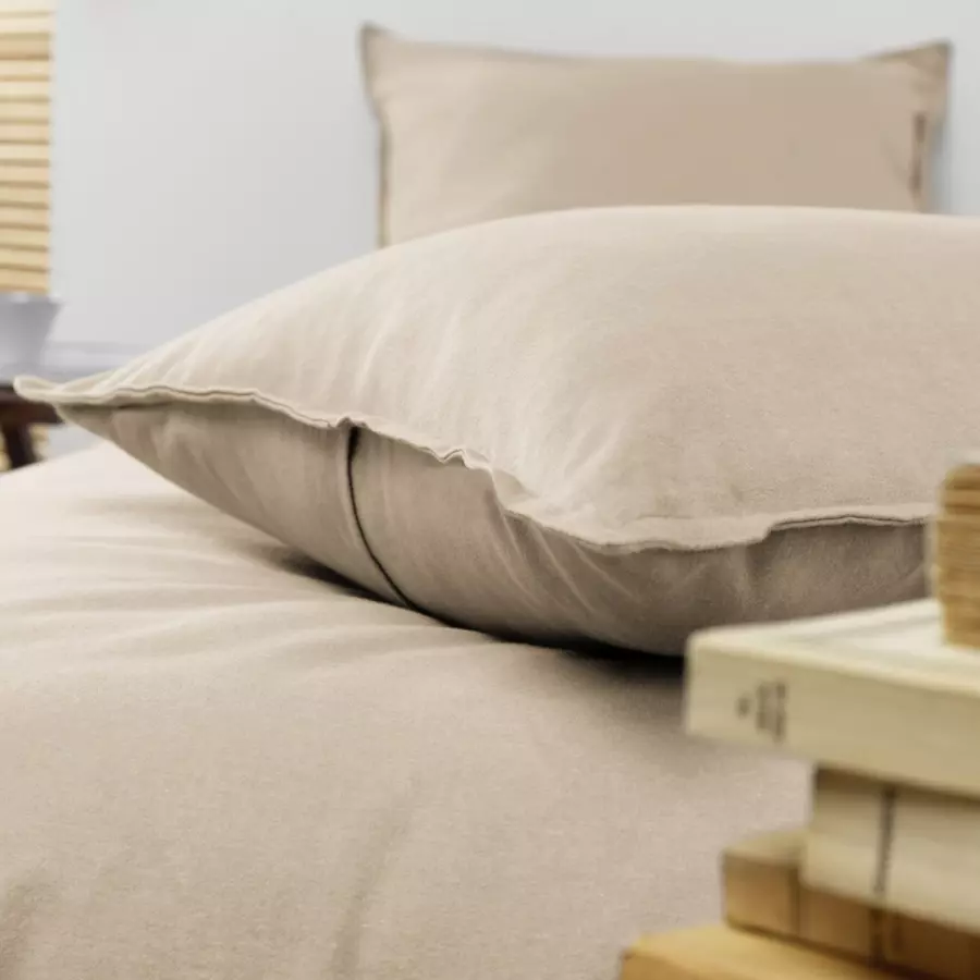 Quadratischer Kopfkissenbezug aus Flanell (63 cm) Théa Beige 4