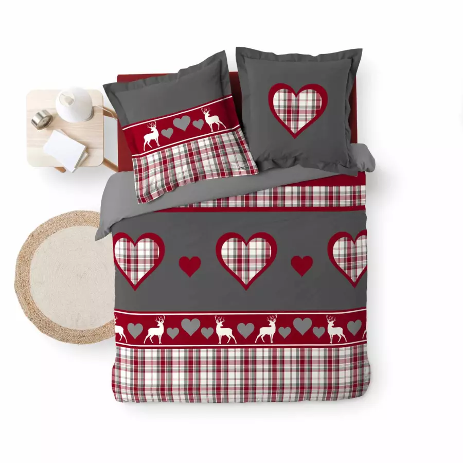 Funda Nórdica y dos fundas de almohada en algodón (260 cm) Suzon Rojo 5