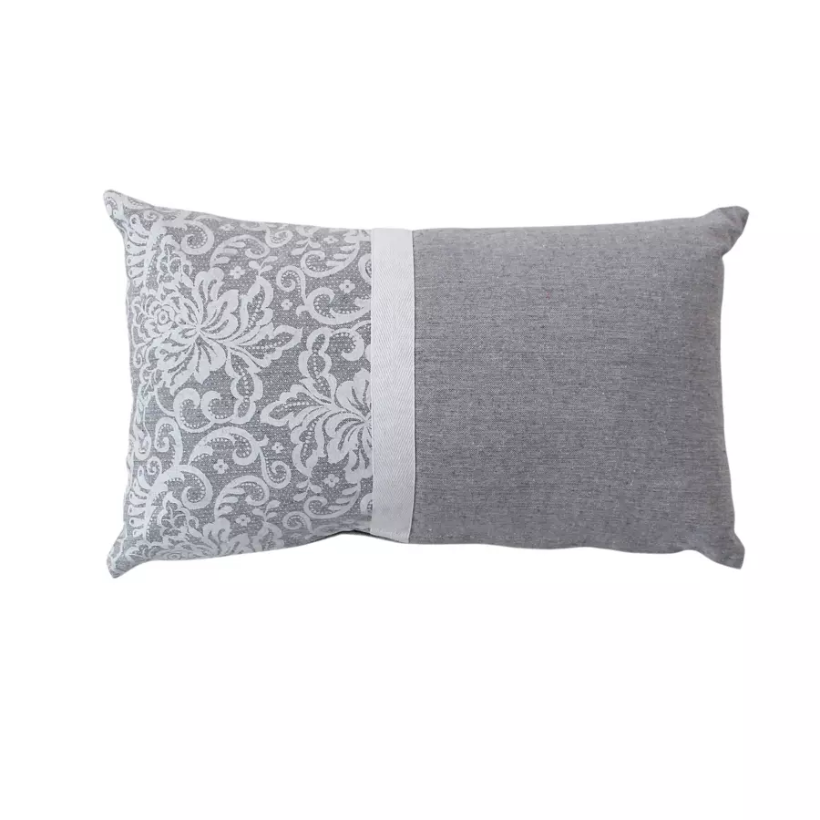 Cojín rectangular en algodón reciclado (50 cm) Elisa Gris claro 5