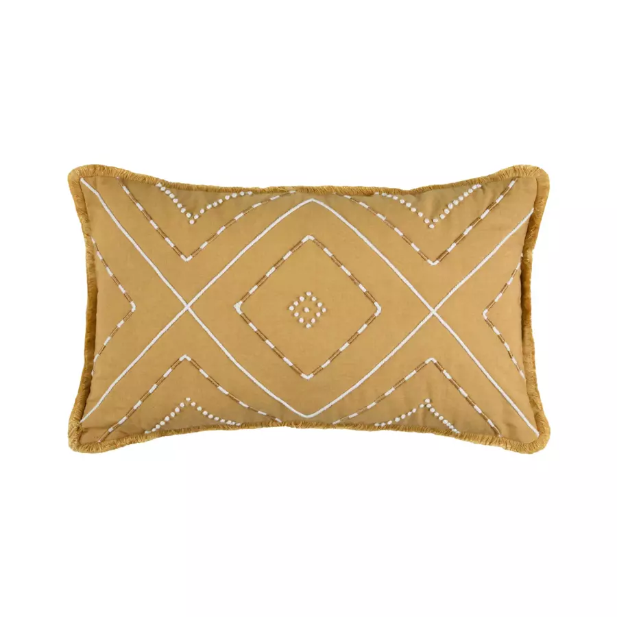 Coussin rectangulaire coton (50 cm) Bamako Jaune moutarde 4