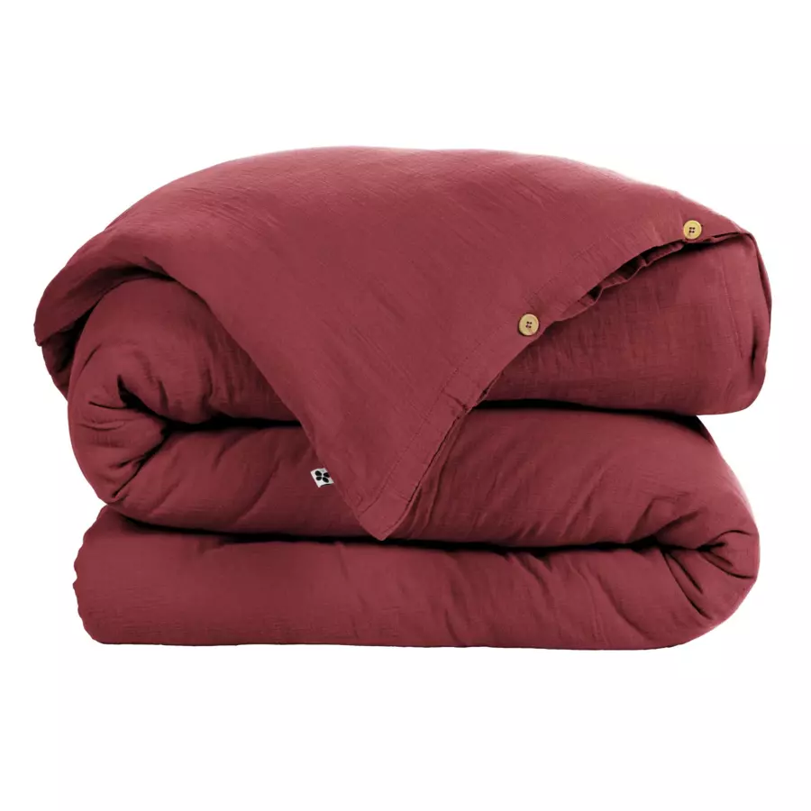 Housse de couette gaze de coton (280 cm) Gaïa Lie de vin 5