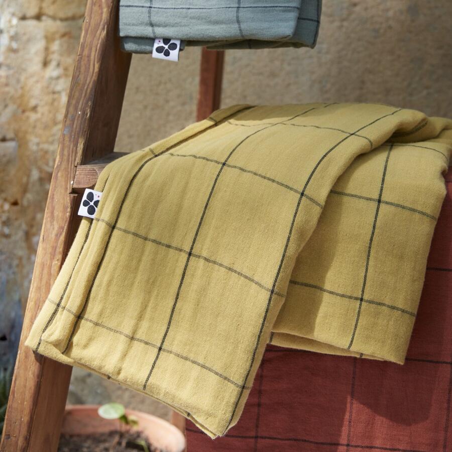 Funda de almohada rectangular en gasa de algodón (70 cm) Gaïa Match Verde  romero 5