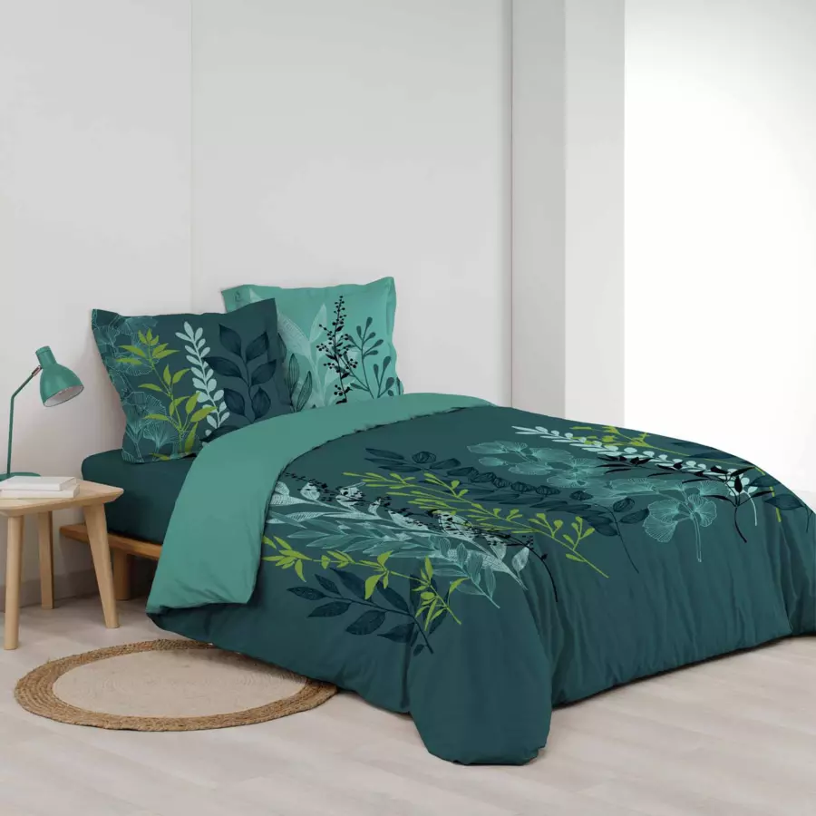 Funda nórdica y dos fundas para almohadones en algodón (240 cm) Isabella Azul 4