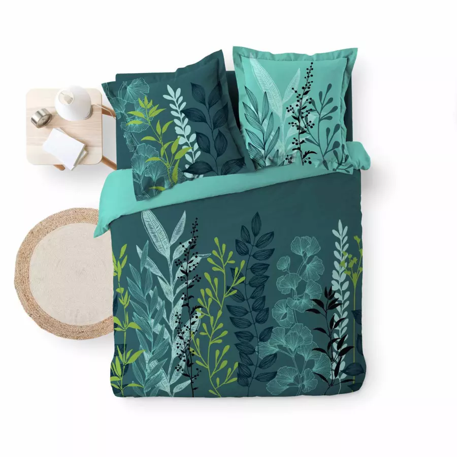 Funda nórdica y dos fundas para almohadones en algodón (240 cm) Isabella Azul 5