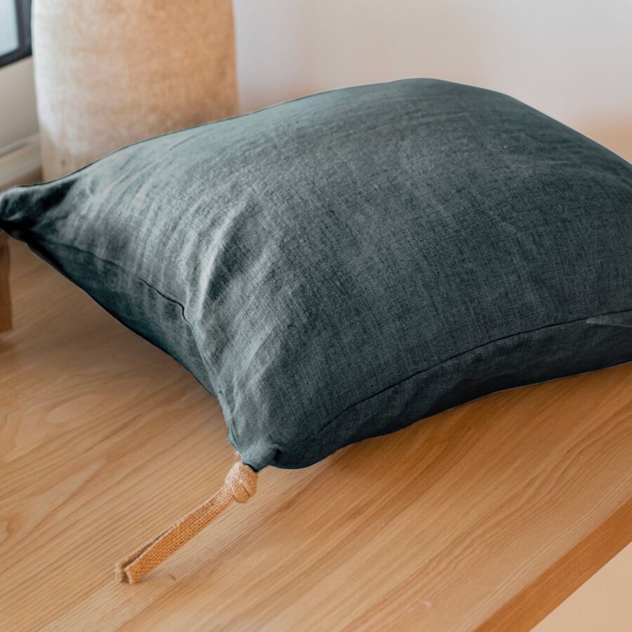 Cuscino quadrato lino lavato (45 cm) Louise Grigio ardesia