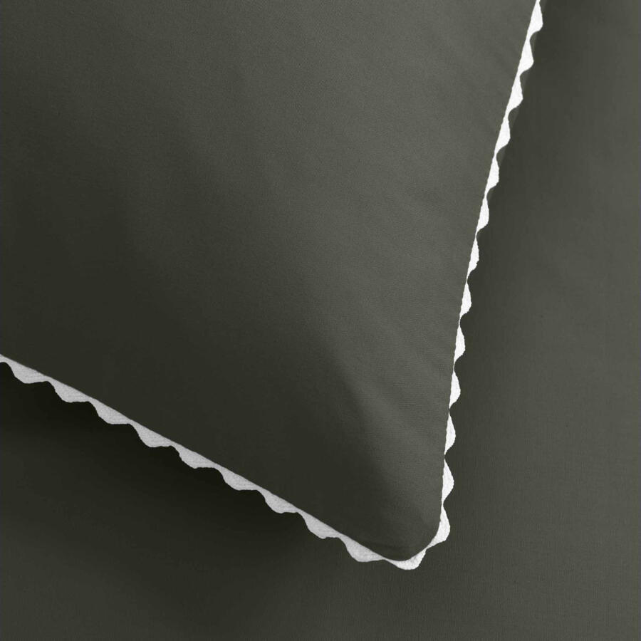 Funda nórdica y dos fundas para almohadones percal de algodón (240 cm) Loumea Verde kaki 5