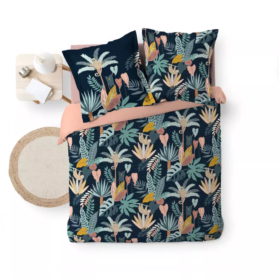 Funda nórdica y dos fundas para almohadones en algodón (260 cm) Guinea Azul 5
