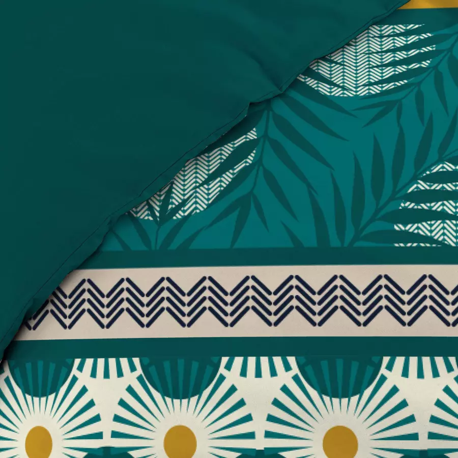 Funda Nórdica y dos fundas de almohada en algodón (240 cm) Lauralys Verde 4