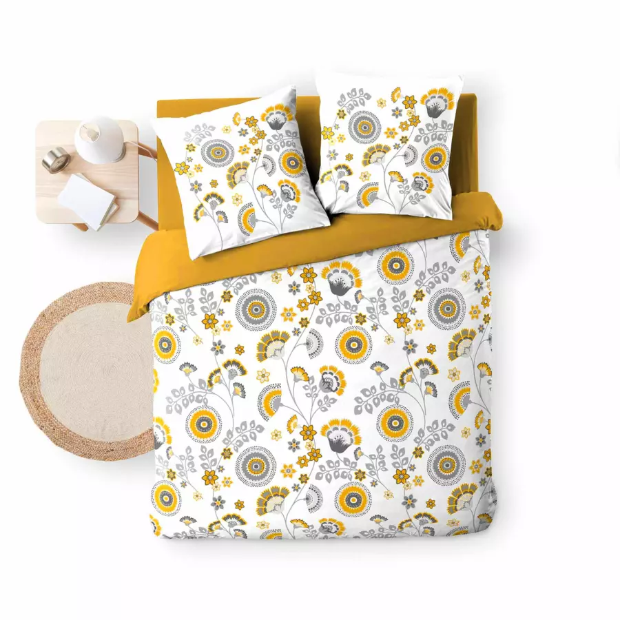 Housse de couette et deux taies gaze de coton (240 cm) Garance Jaune 4