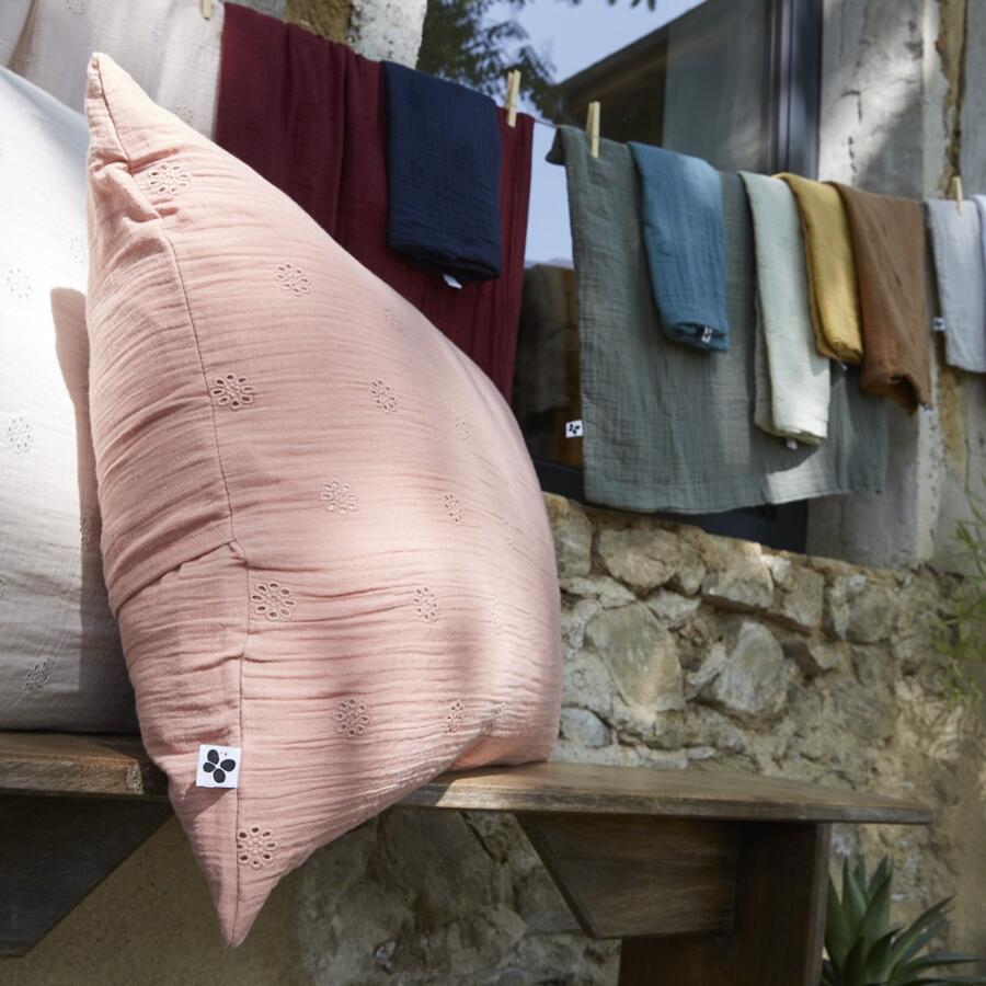 Funda de almohada rectangular de en gasa de algodón  (70 cm) Gaïa Boho Camel 4