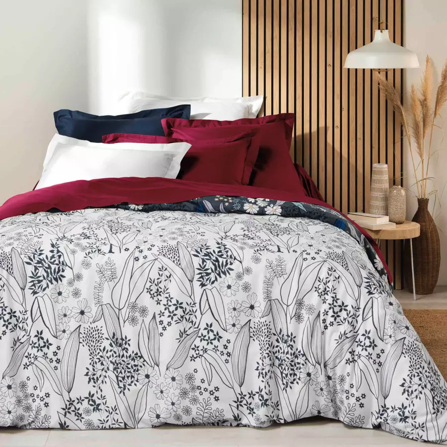 Funda de almohada cuadrada en algodón bio (63 cm) Biolina Burdeos 4
