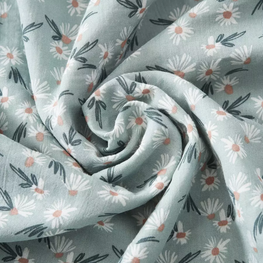 Taie d'oreiller carrée gaze de coton (60 cm) Marguerite Bleue 4