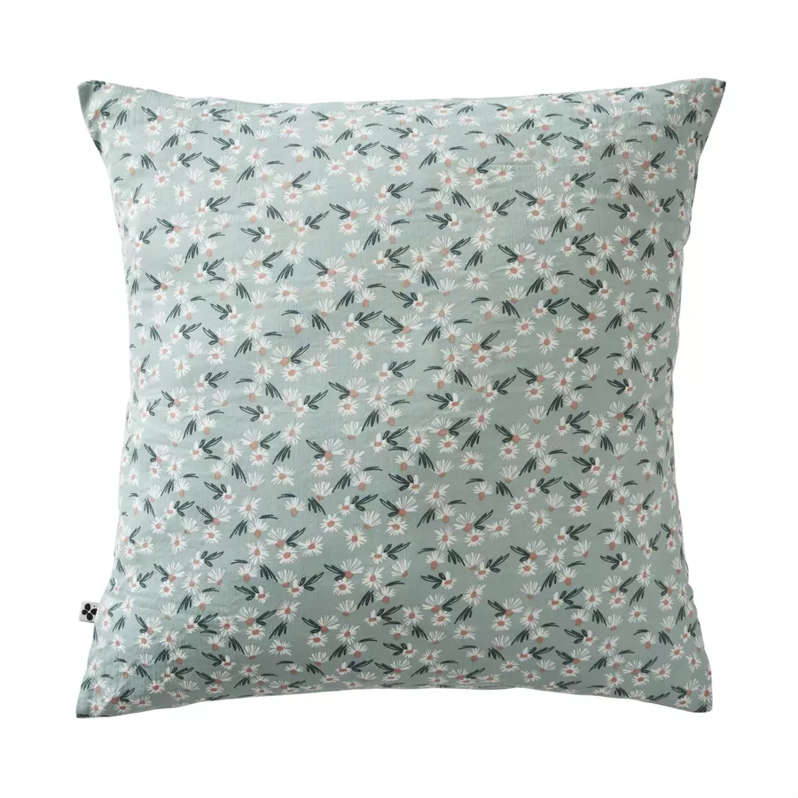 Taie d'oreiller carrée gaze de coton (60 cm) Marguerite Bleue 5