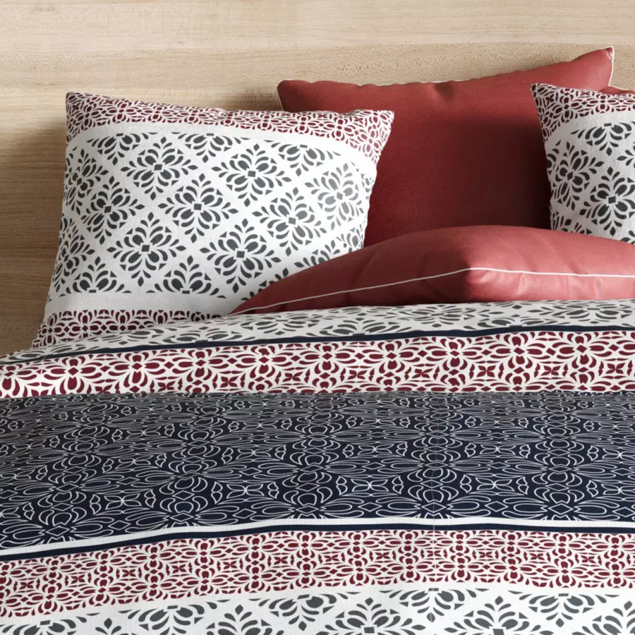Housse de couette et deux taies coton (260 cm) Sergio Grise 4