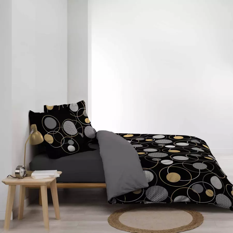 Funda Nórdica y dos fundas para almohadas algodón (240 cm) Milor Negro 4