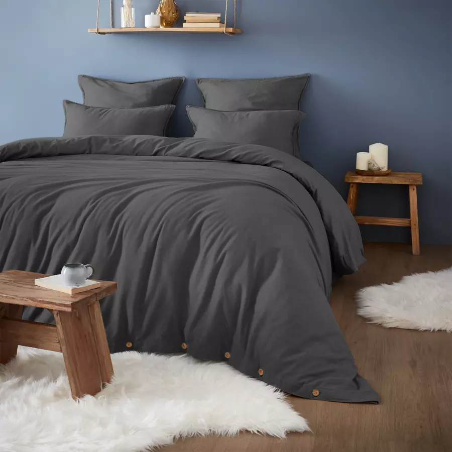 Federa quadrata flanella di cotone (63 cm) Théa Grigio antracite 4