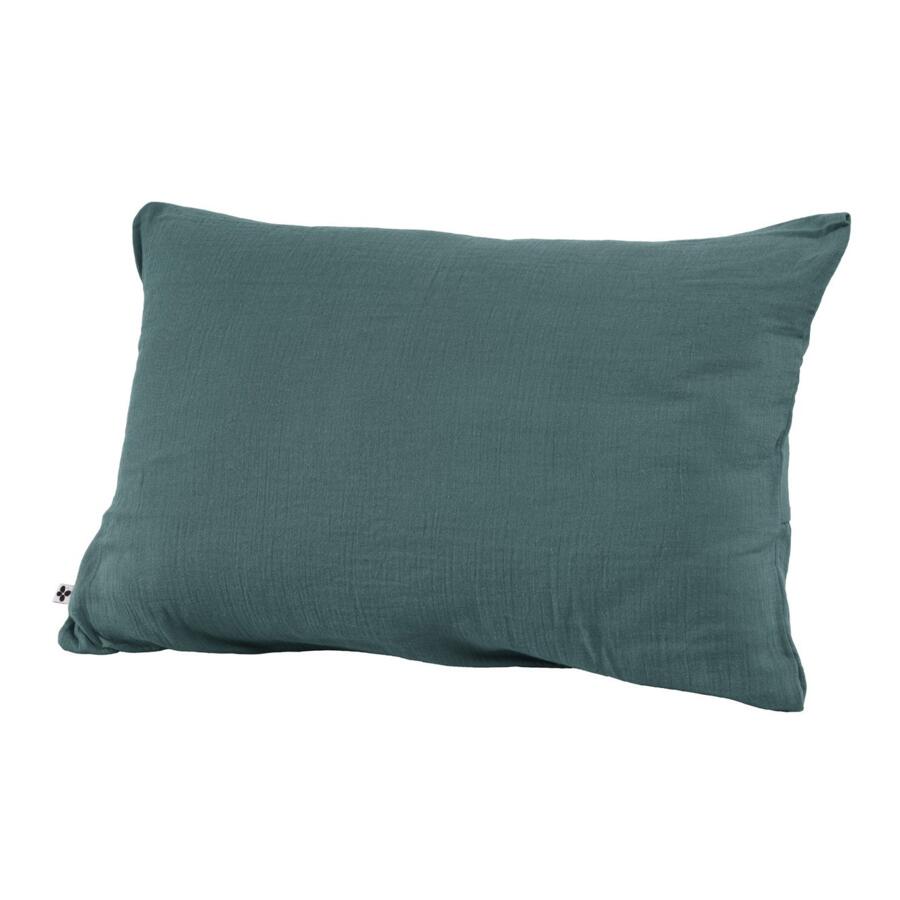 Funda para almohada rectangular en gasa de algodón (L80 cm) Gaïa Azul trullo 4
